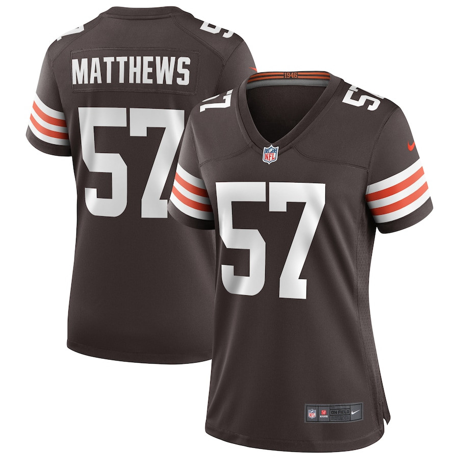 Clay Matthews 57 Cleveland Browns Women Game Retired Jersey - Brown Js1394