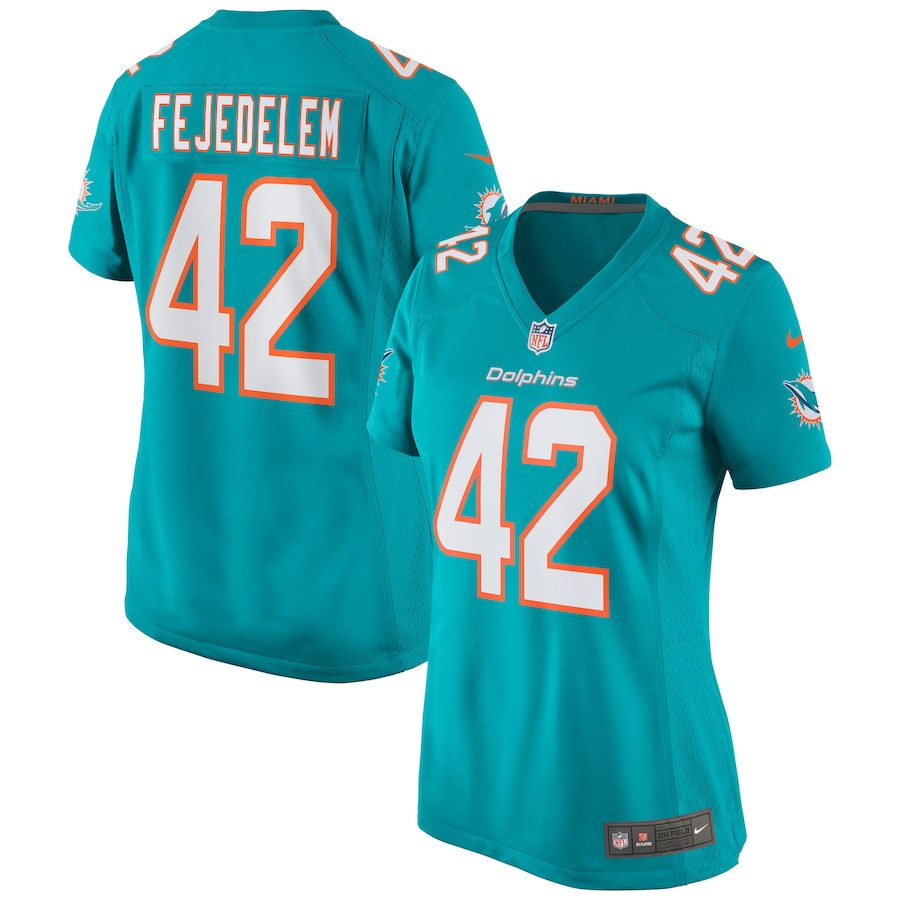Clayton Fejedelem 42 Miami Dolphins Women Game Jersey - Aqua Js3866