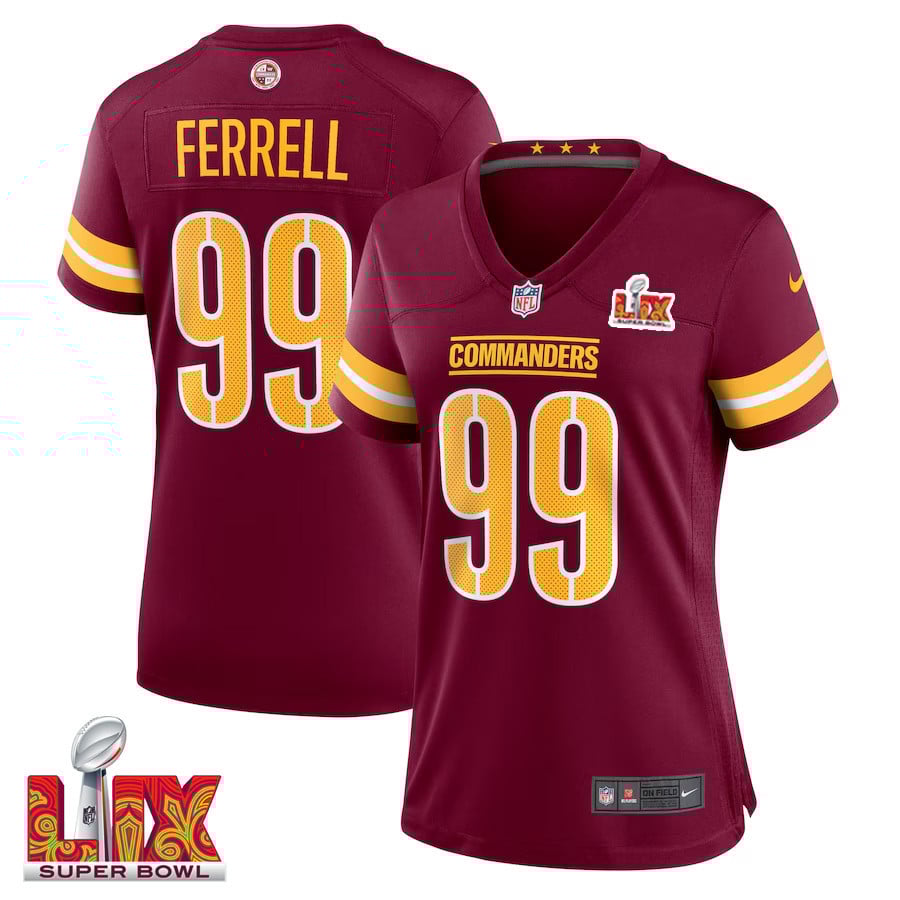 Clelin Ferrell #99 Washington Commanders Super Bowl Lix Women's Jersey - Burgundy Js5445