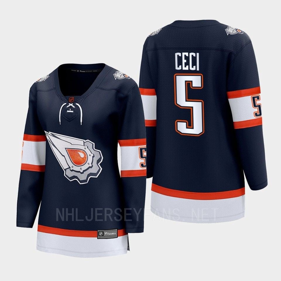 Cody Ceci 5 Edmonton Oilers 2022 Special Edition 2.0 Women Breakaway Player Retro Jersey Navy