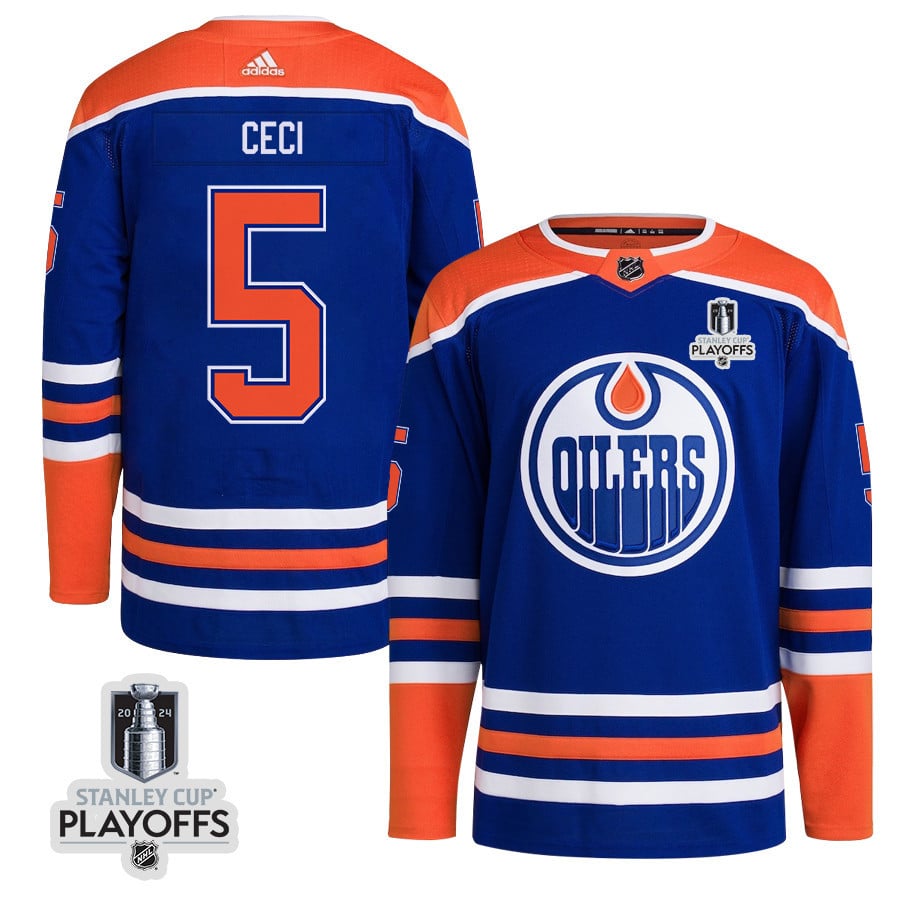 Cody Ceci 5 Edmonton Oilers 2024 Nhl Playoffs Patch Home Jersey - Men