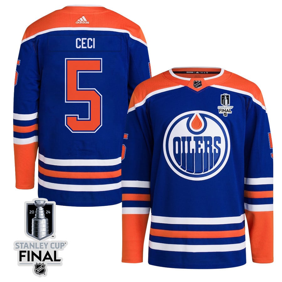 Cody Ceci 5 Edmonton Oilers 2024 Stanley Cup Final Home Primegreen Jersey - Men, Royal
