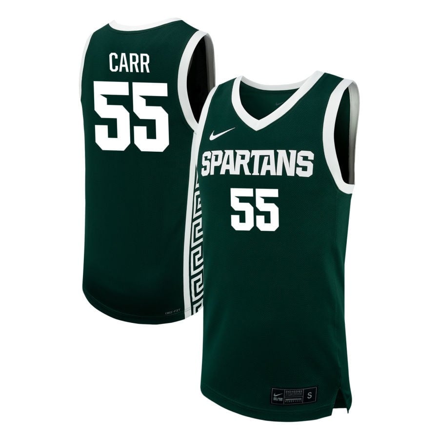Coen Carr 55 Michigan State Spartans Nil Men's Basketball Jersey - Green