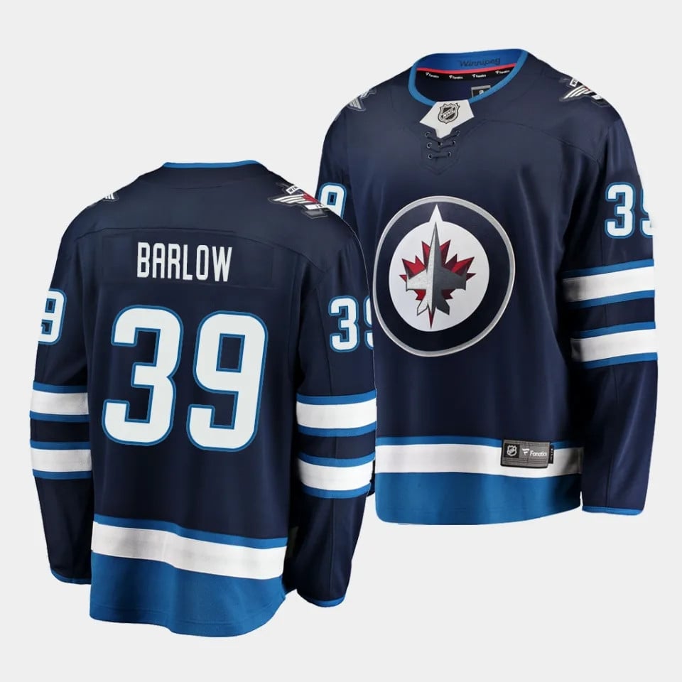 Colby Barlow #39 Winnipeg Jets 2023 Draft Home Breakaway Men Jersey - Navy