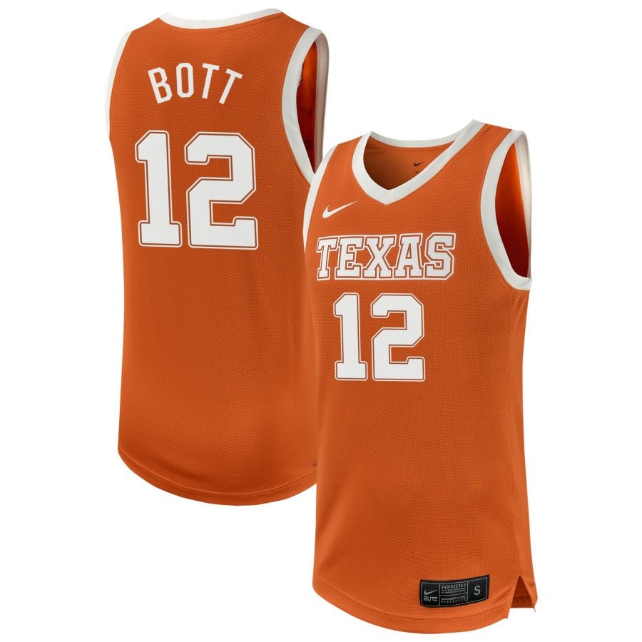Cole Bott 12 Texas Longhorns Nil Men's Basketball Jersey - Texas Orange