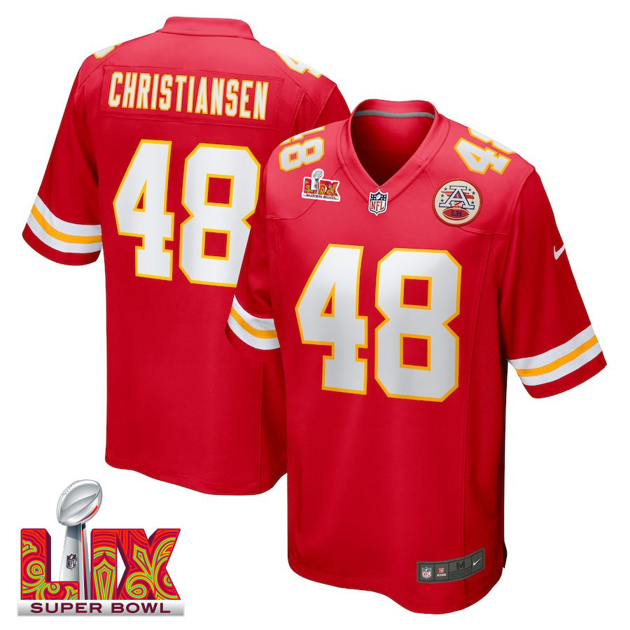 Cole Christiansen #48 Kansas City Chiefs Super Bowl Lix Jersey - Men's - Red Js7341