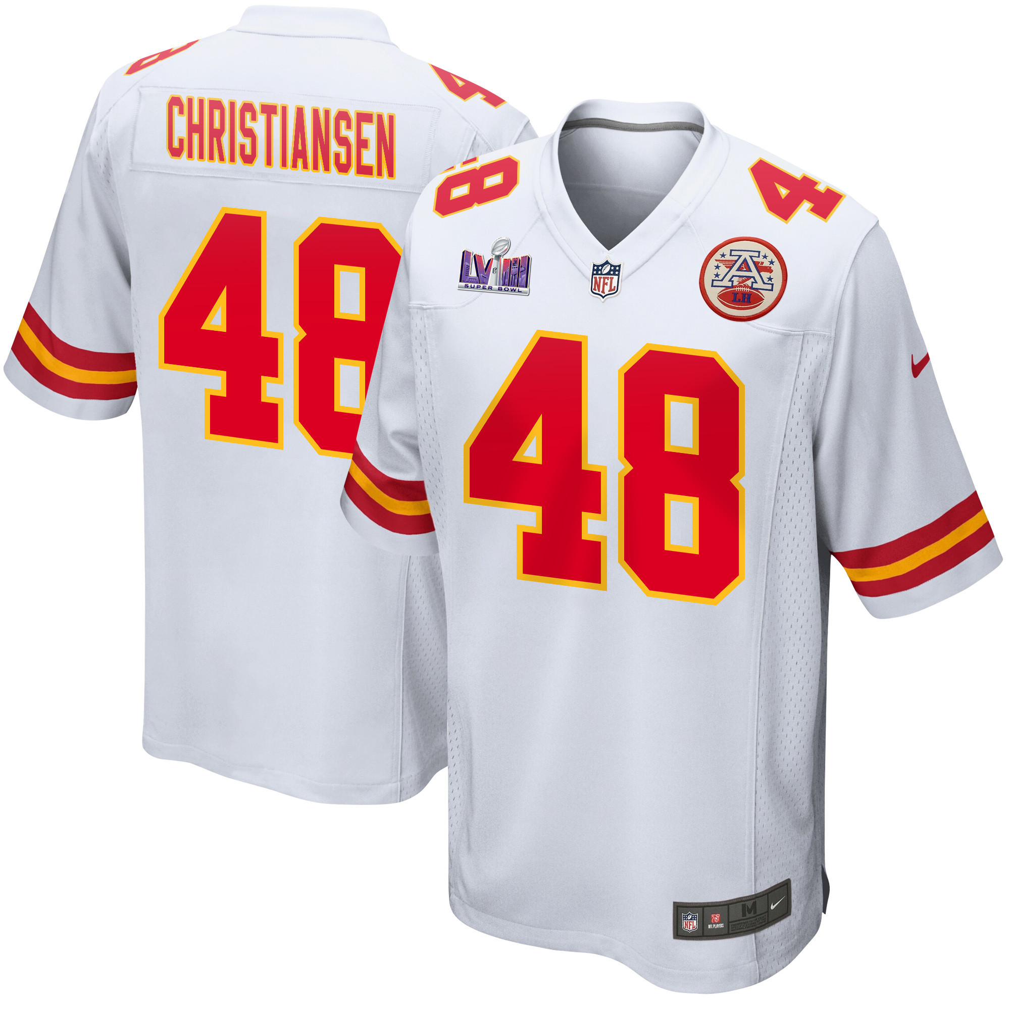 Cole Christiansen 48 Kansas City Chiefs Super Bowl Lviii Patch Game Men Jersey - White Js2519