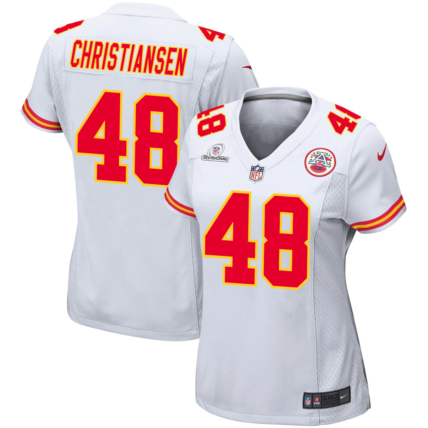Cole Christiansen 48 Kansas City Chiefs Super Bowl Lviii Patch Game Women Jersey - White Js7520