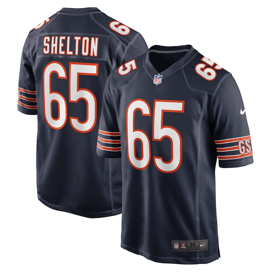 Coleman Shelton 65 Chicago Bears Game Men Jersey - Navy Js2817
