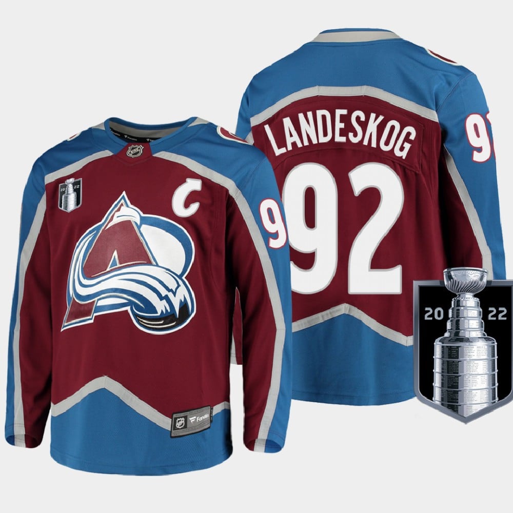 Colorado Avalanche 92 Gabriel Landeskog Stanley Cup Final Burgundy Equipment Home Jersey