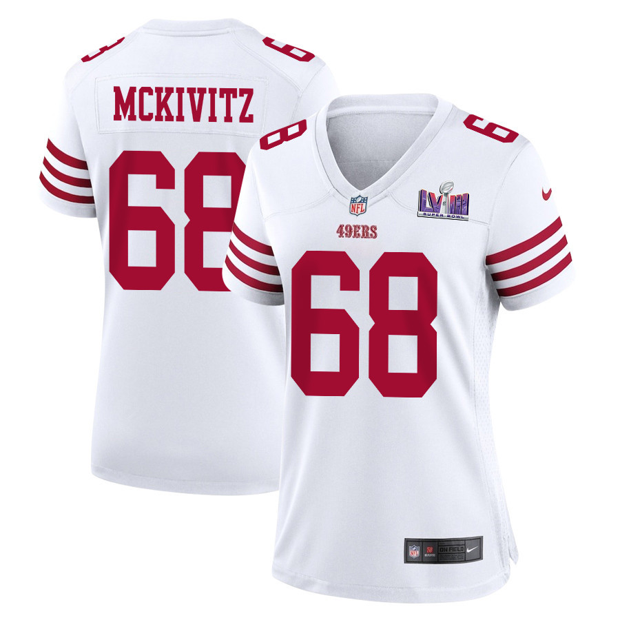 Colton Mckivitz 68 San Francisco 49ers Super Bowl Lviii Patch Game Women Jersey - White Js4160