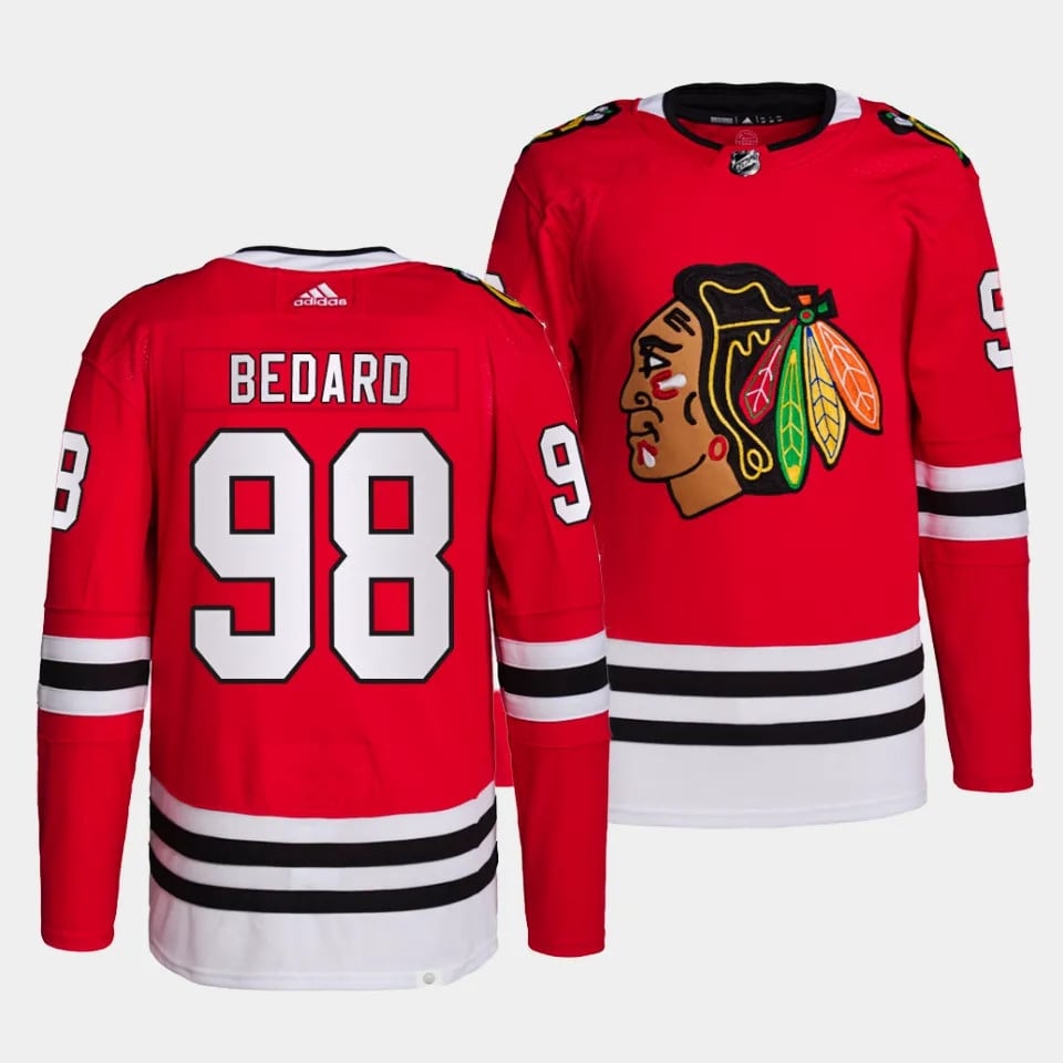 Connor Bedard #98 Chicago Blackhawks 2023 Draft Home Men Jersey - Red