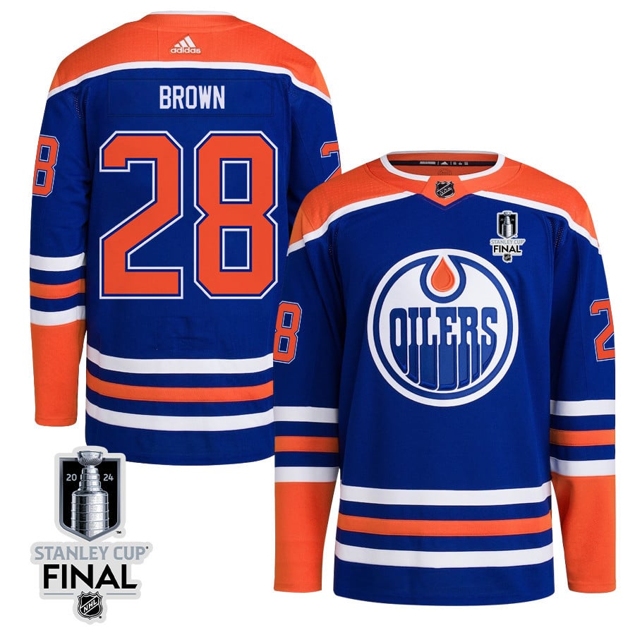 Connor Brown 28 Edmonton Oilers 2024 Stanley Cup Final Home Primegreen Jersey - Men, Royal