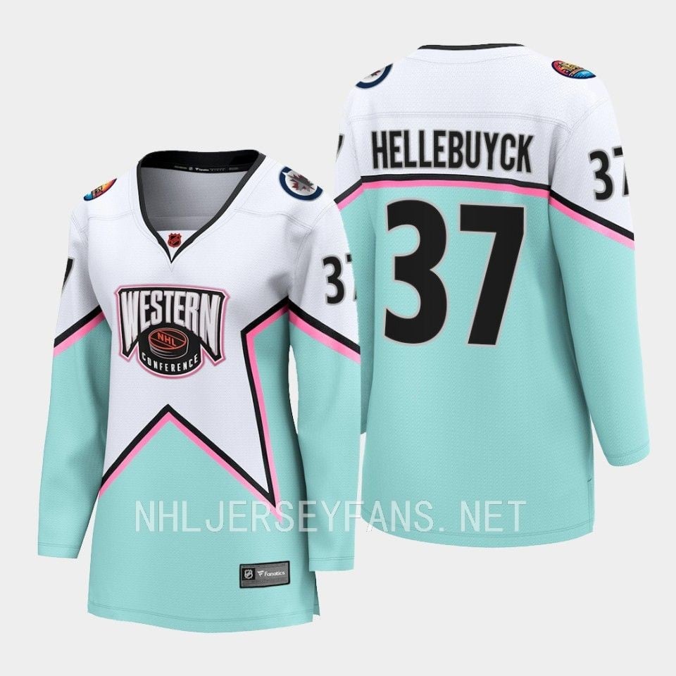 Connor Hellebuyck 37 Winnipeg Jets White 2023 All-star Western Conference Jersey Women