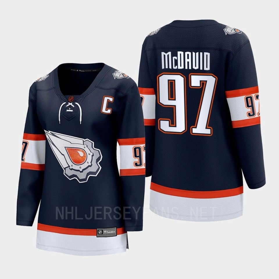 Connor Mcdavid 97 Edmonton Oilers 2022 Special Edition 2.0 Women Breakaway Player Retro Jersey Navy