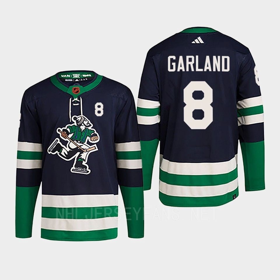Conor Garland 8 Reverse Retro 2.0 2022 Vancouver Canucks Navy Jersey Primegreen