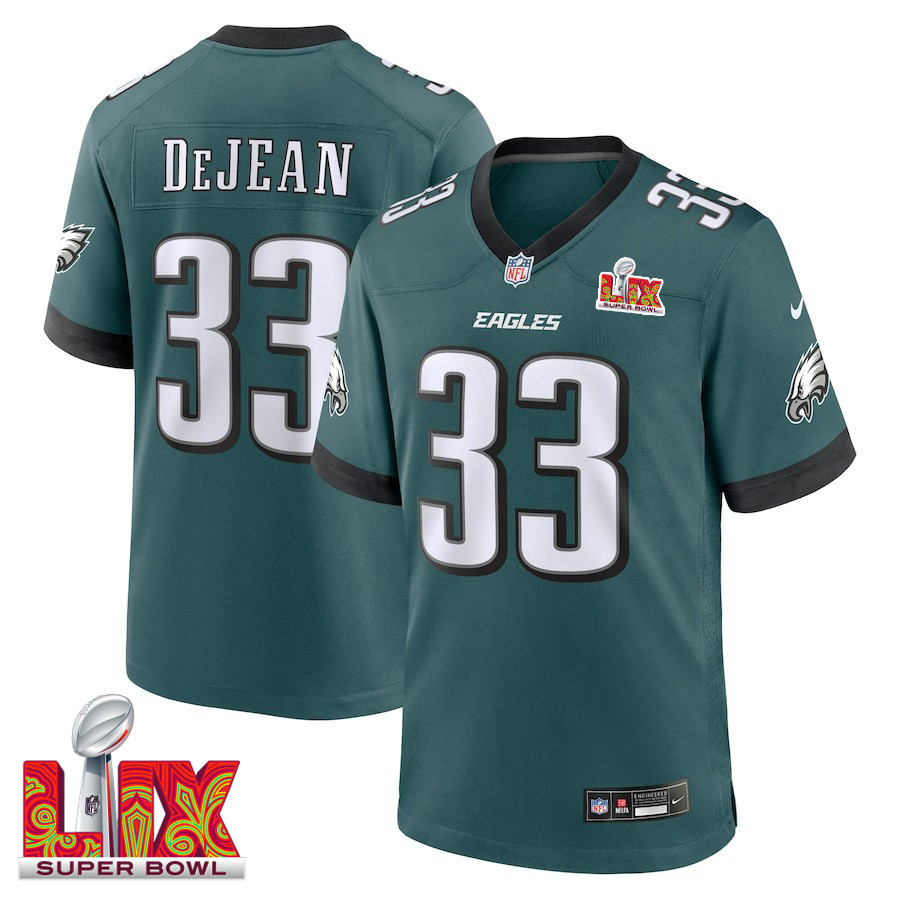 Cooper Dejean #33 Philadelphia Eagles Super Bowl Lix Jersey - Men's - Midnight Green Js1700