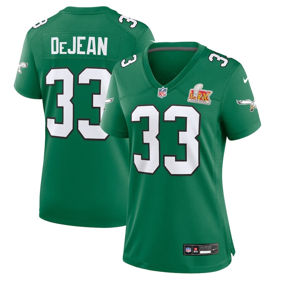 Cooper Dejean 33 Philadelphia Eagles Women's Super Bowl Lix 2nd Alternate Game Jersey - Kelly Green Js9277