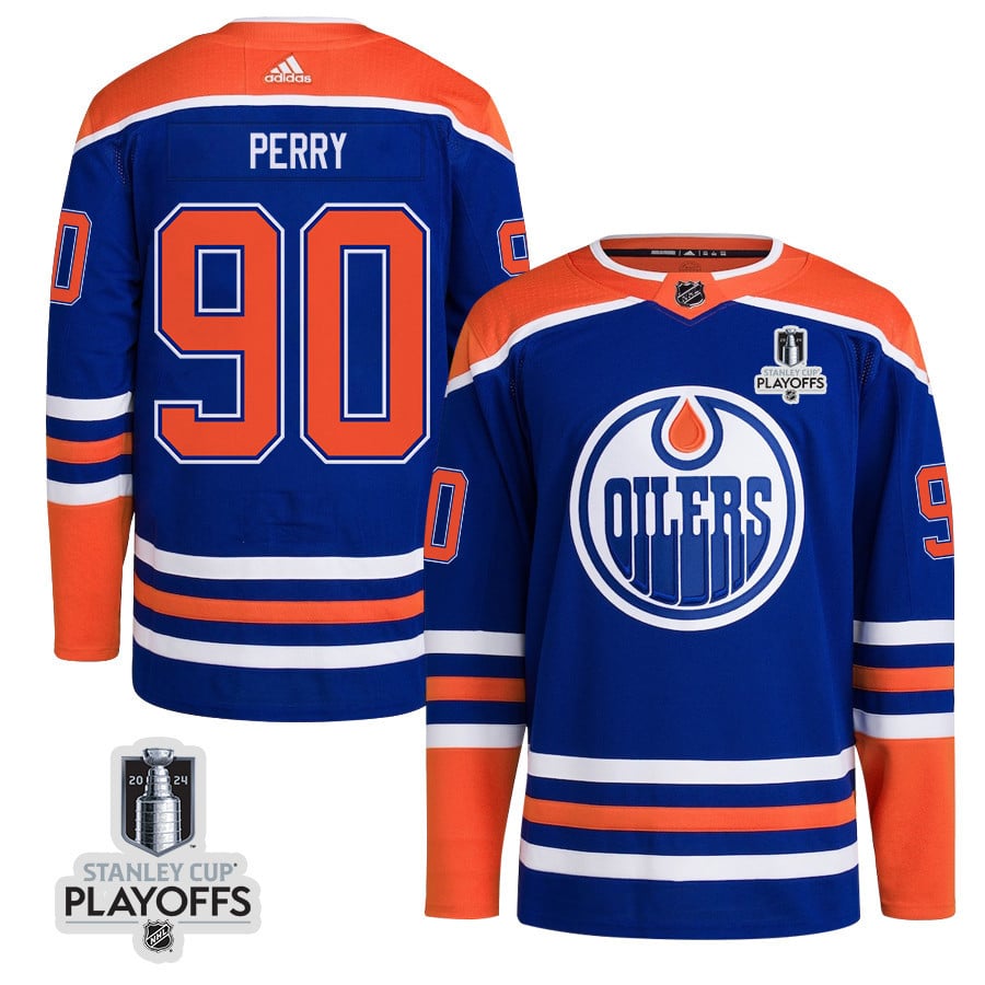 Corey Perry 90 Edmonton Oilers 2024 Nhl Playoffs Patch Home Jersey - Men