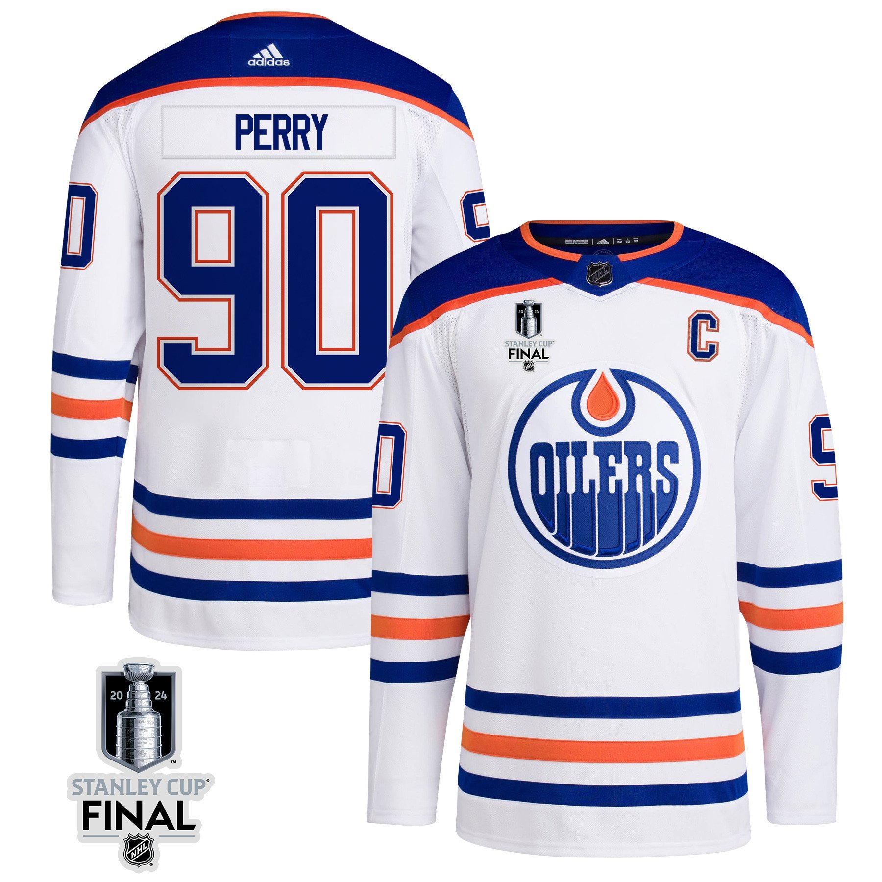 Corey Perry 90 Edmonton Oilers 2024 Stanley Cup Final Away Jersey - Men, White