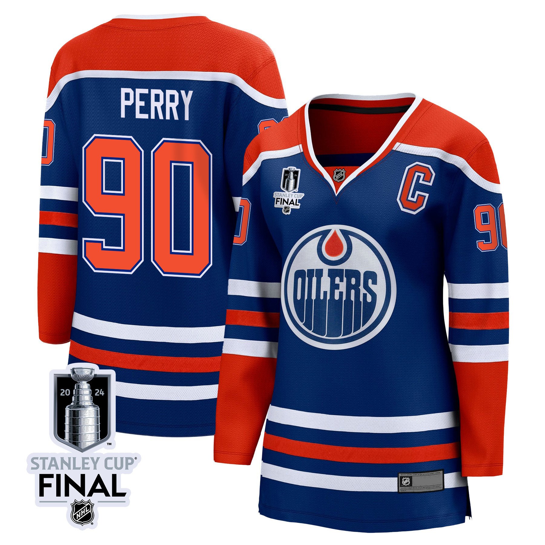 Corey Perry 90 Edmonton Oilers 2024 Stanley Cup Final Women's Home Jersey - Royal