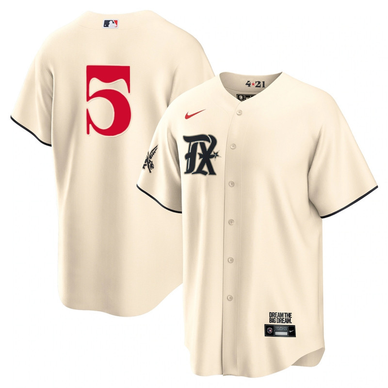 Corey Seager 5 Texas Rangers 2023 City Connect Game Jersey - Cream