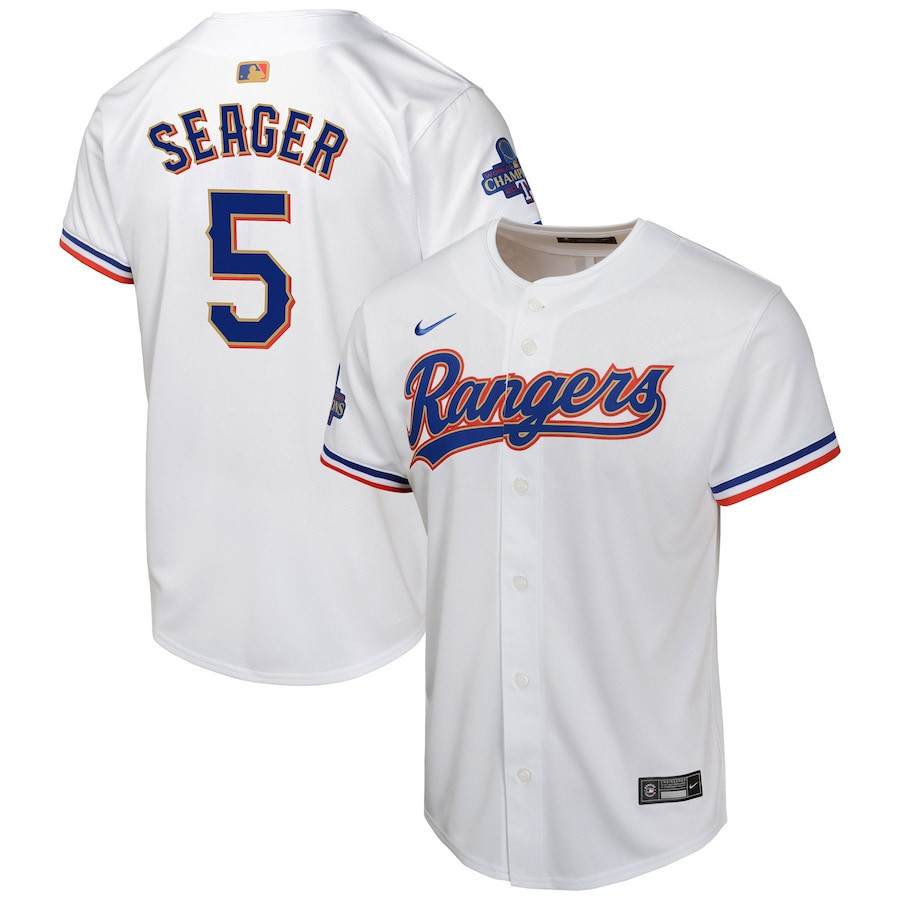 Corey Seager 5 Texas Rangers 2024 Youth Gold Collection Limited Jersey - White