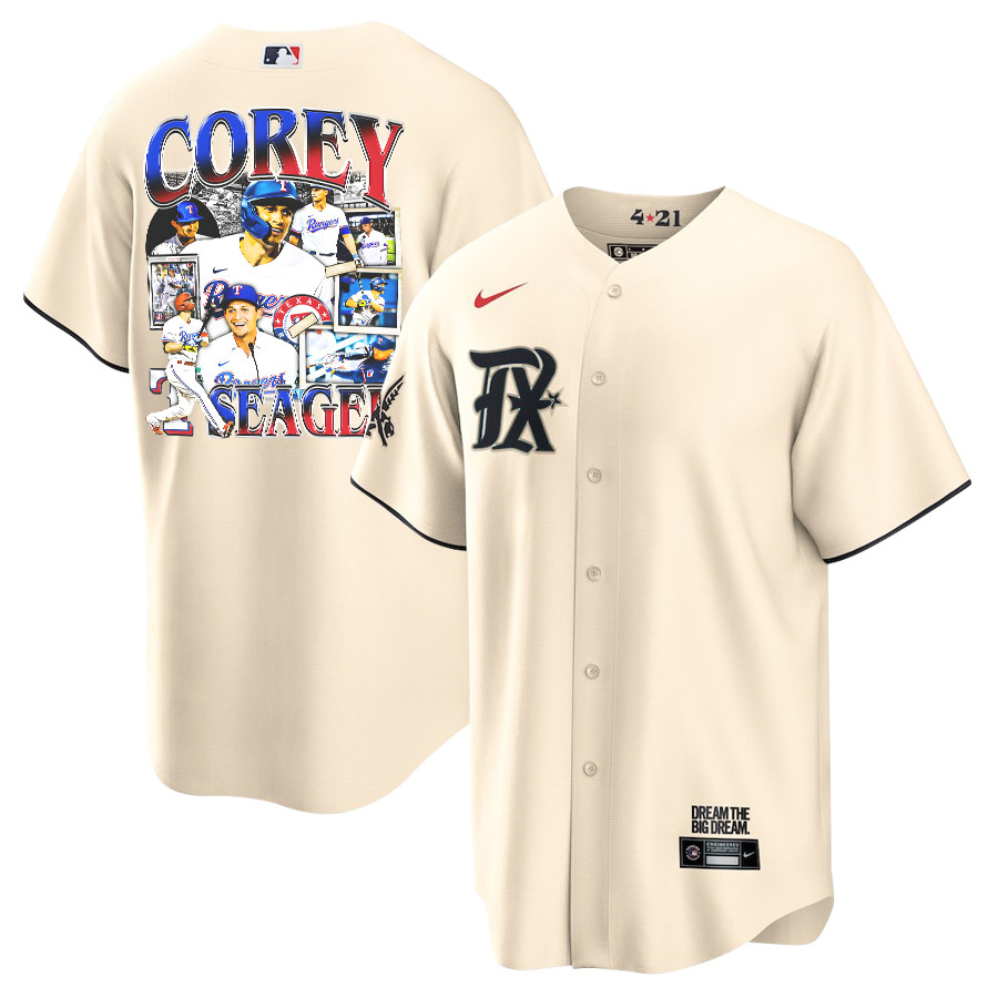 Corey Seager 5 Texas Rangers Journey 2023 City Connect Player Men Jersey - Cream