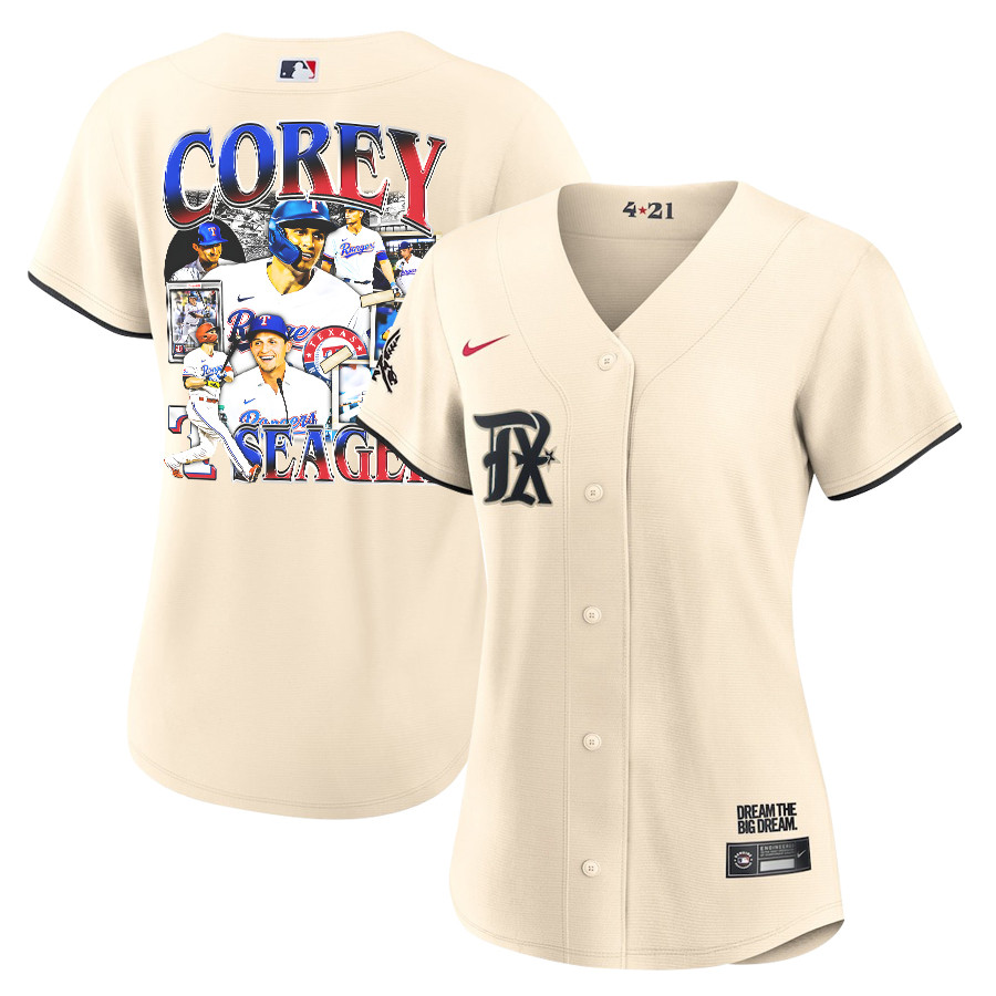 Corey Seager 5 Texas Rangers Journey 2023 City Connect Player Women Jersey - Cream
