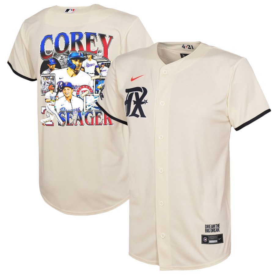 Corey Seager 5 Texas Rangers Journey 2023 City Connect Player Youth Jersey - Cream
