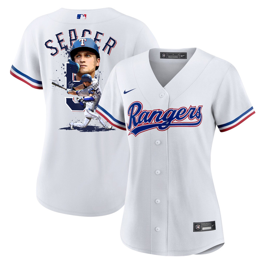 Corey Seager 5 Texas Rangers Signed Posture 2023 Home Player Women Jersey - White