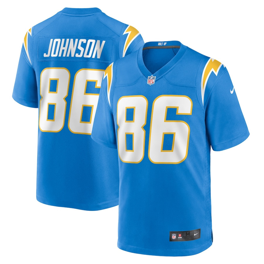 Cornelius Johnson 86 Los Angeles Chargers Team Game Men Jersey - Powder Blue Js6708