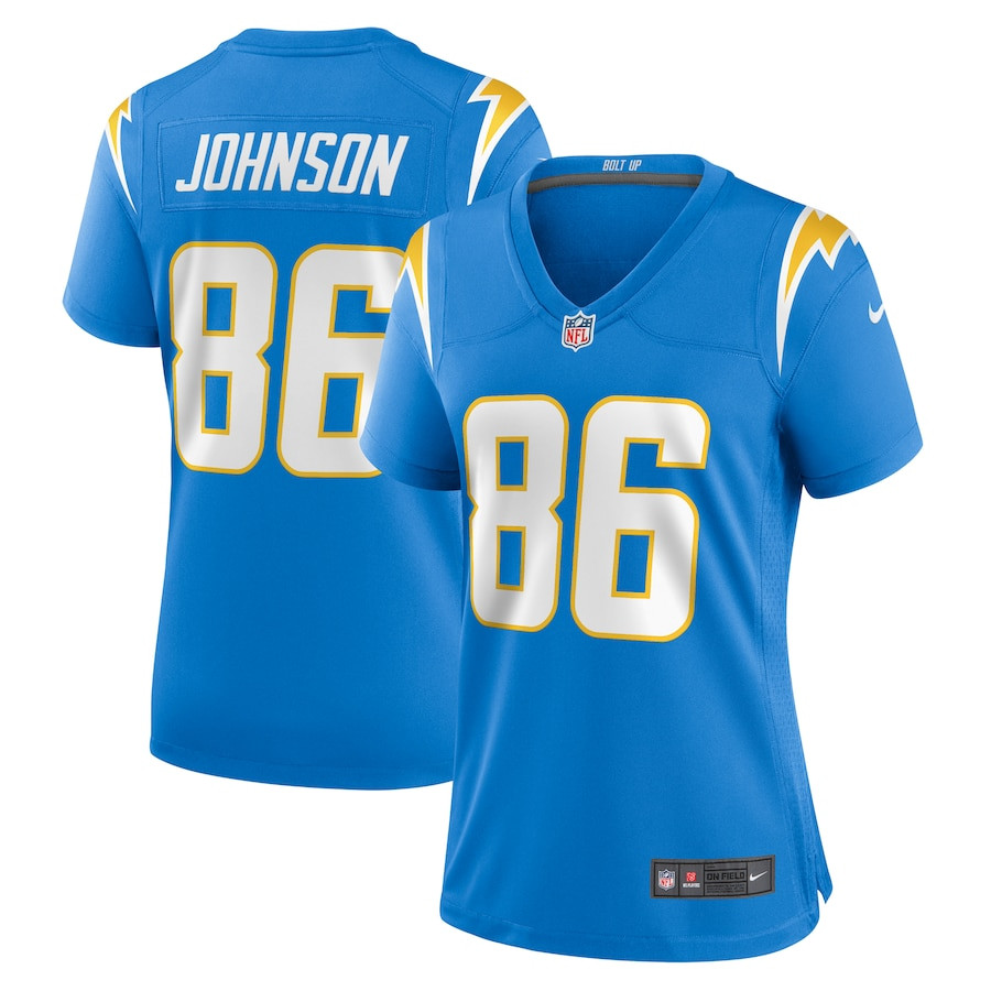 Cornelius Johnson 86 Los Angeles Chargers Women's Game Jersey - Powder Blue Js7487