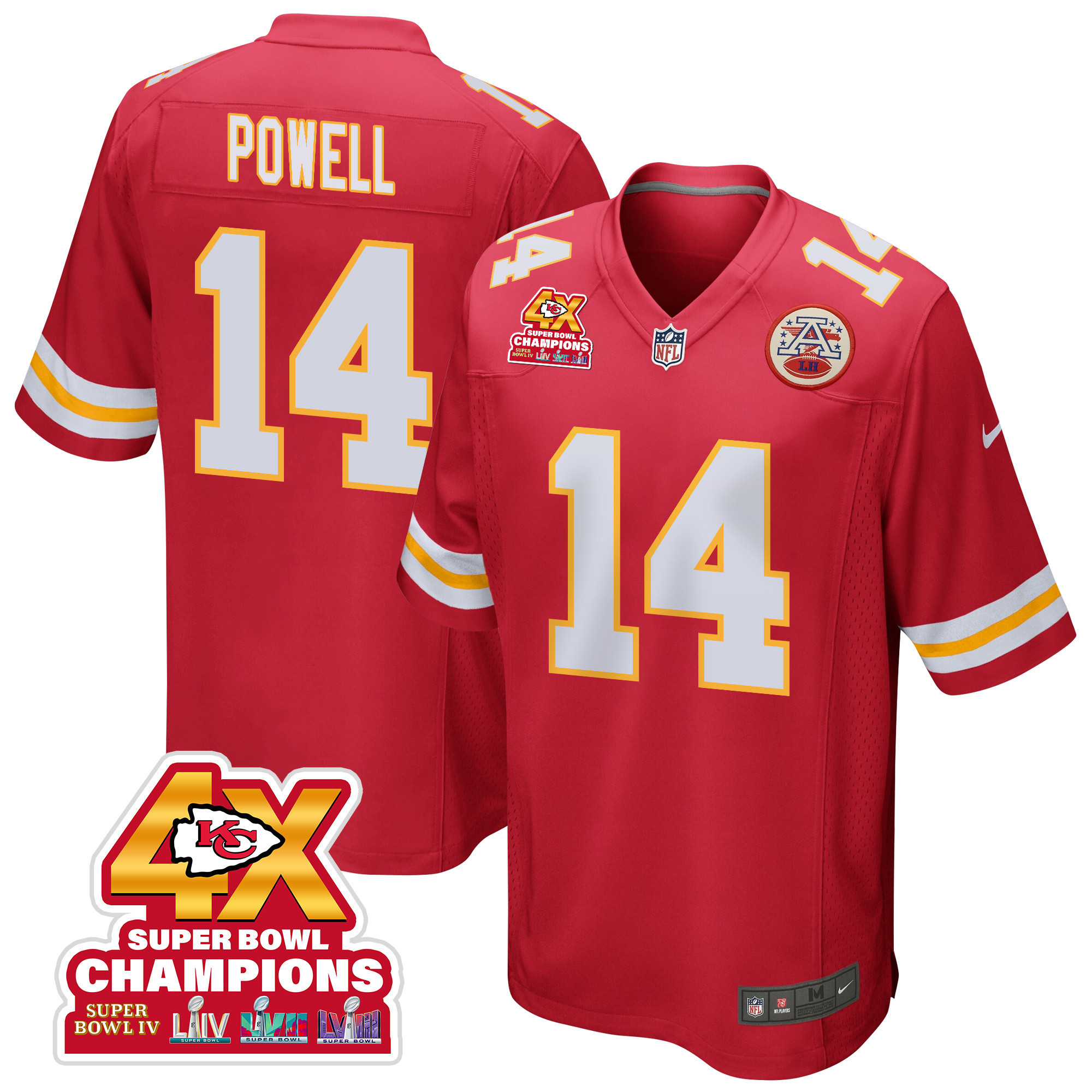 Cornell Powell 14 Kansas City Chiefs Super Bowl Lviii Champions 4x Game Men Jersey - Red Js6238