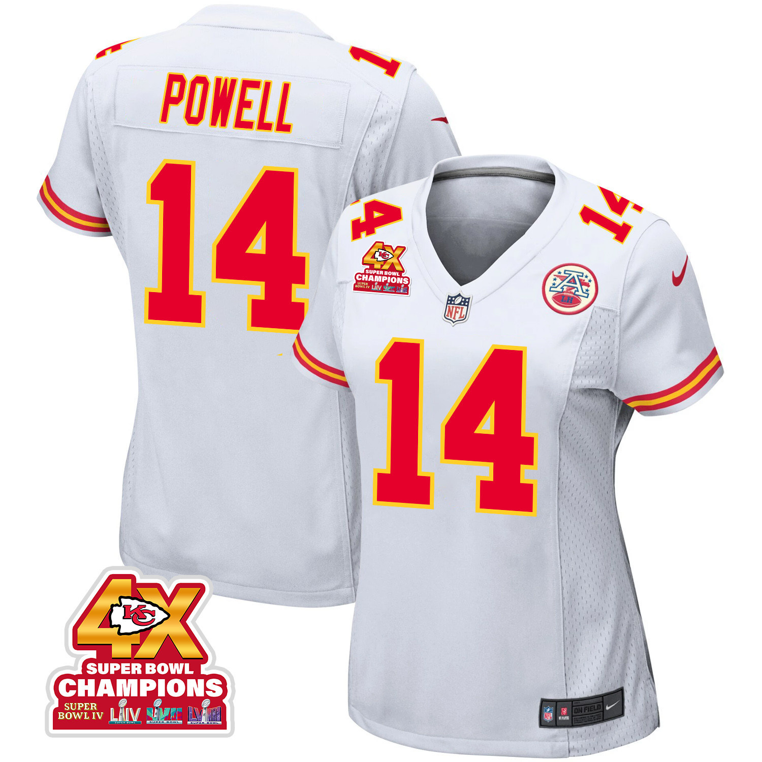 Cornell Powell 14 Kansas City Chiefs Super Bowl Lviii Champions 4x Game Women Jersey - White Js2853