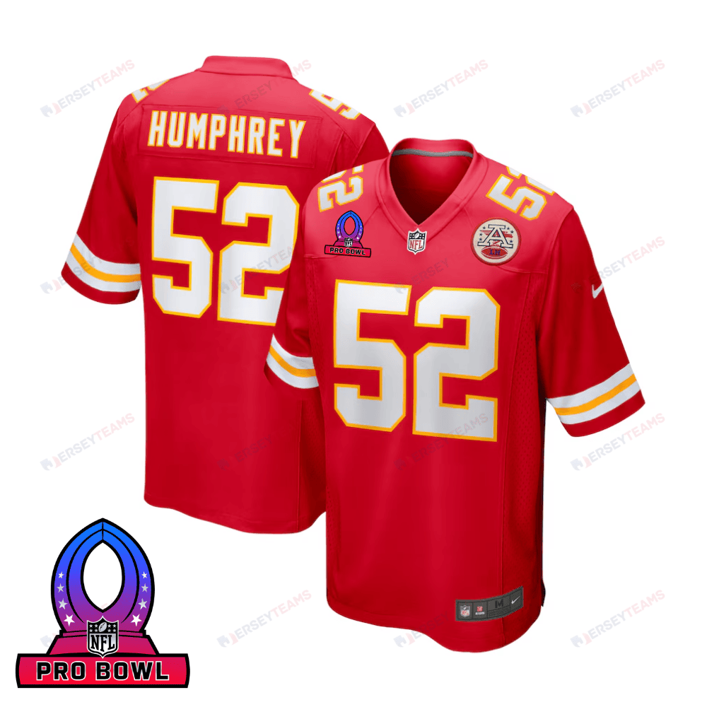 Creed Humphrey 52 Kansas City Chiefs 2025 Pro Bowl Patch Game Men Jersey - Red Js5205