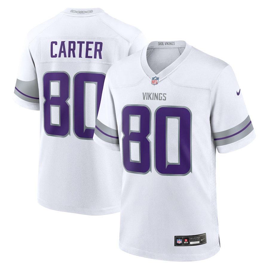Cris Carter 80 Minnesota Vikings Alternate Retired Player Game Men Jersey - White Js2855