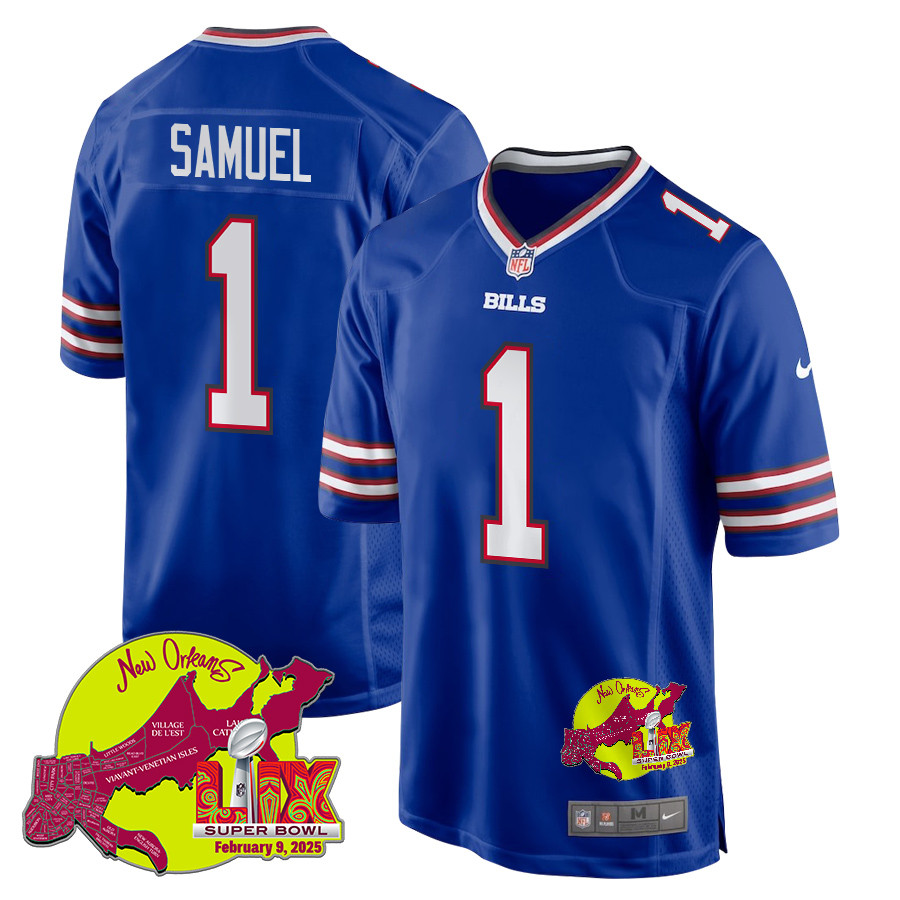 Curtis Samuel 1 Buffalo Bills Super Bowl Lix New Orleans Patch Game Men Jersey - Royal Js8468