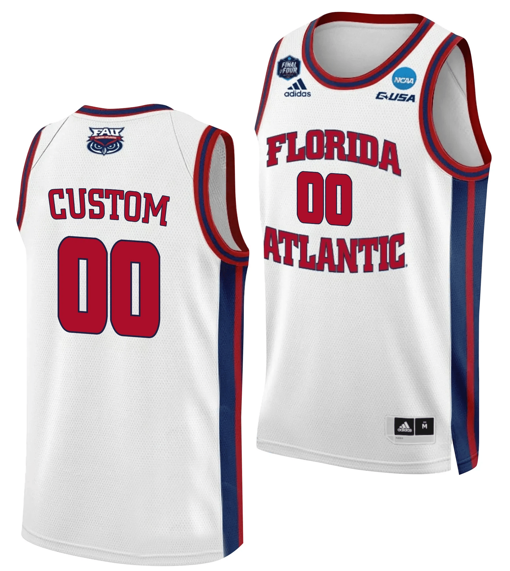 Custom 00 Fau Owls 2023 Final Four Basketball Men Jersey- White