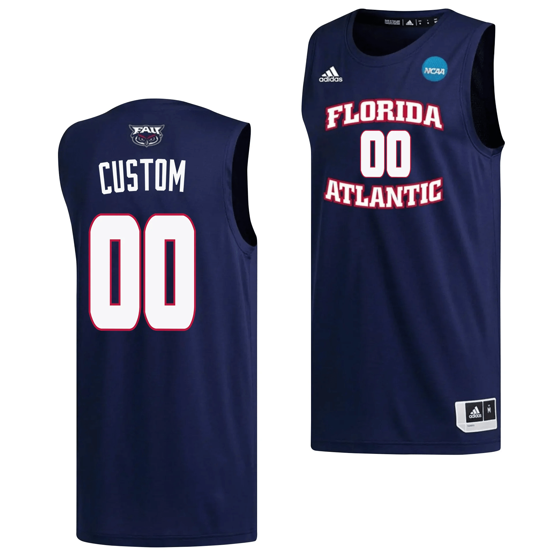 Custom 00 Fau Owls 2023 March Madness Basketball Men Jersey- Navy