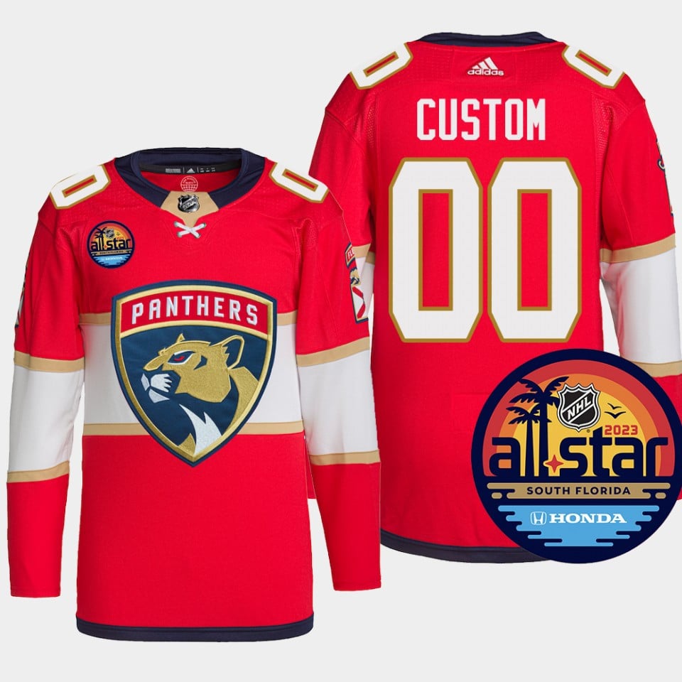 Custom 00 Florida Panthers Red Jersey 2023 All-star