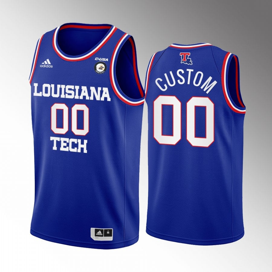 Custom 00 Louisiana Tech Bulldogs Blue Jersey College Basketball Away