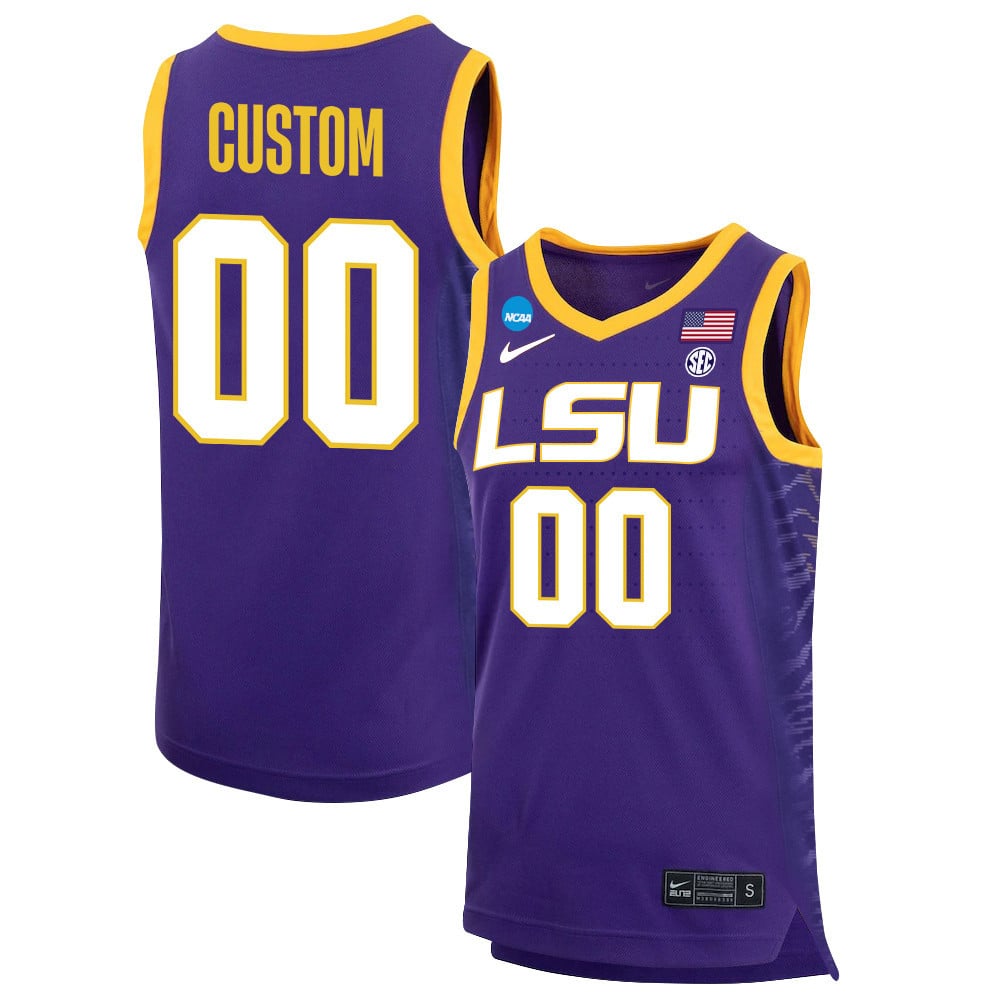 Custom 00 Lsu Tigers 2023 Basketball Jersey - Purple
