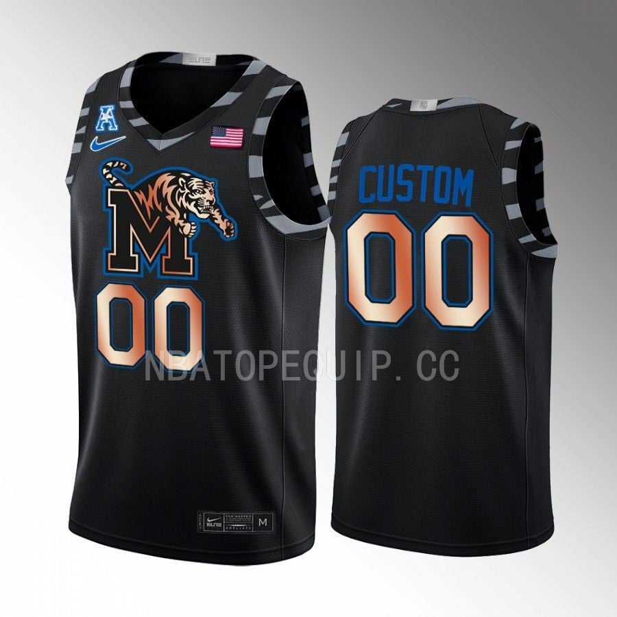 Custom 00 Memphis Tigers Black Jersey Copper College Basketball