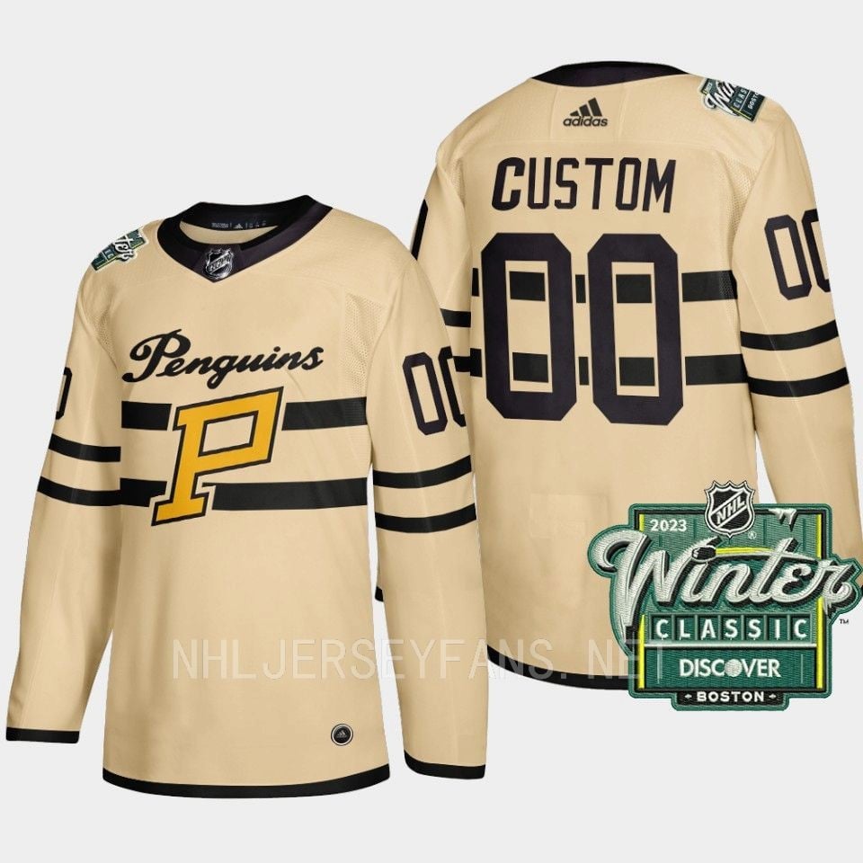Custom 00 Pittsburgh Penguins 2023 Winter Classic Cream Jersey