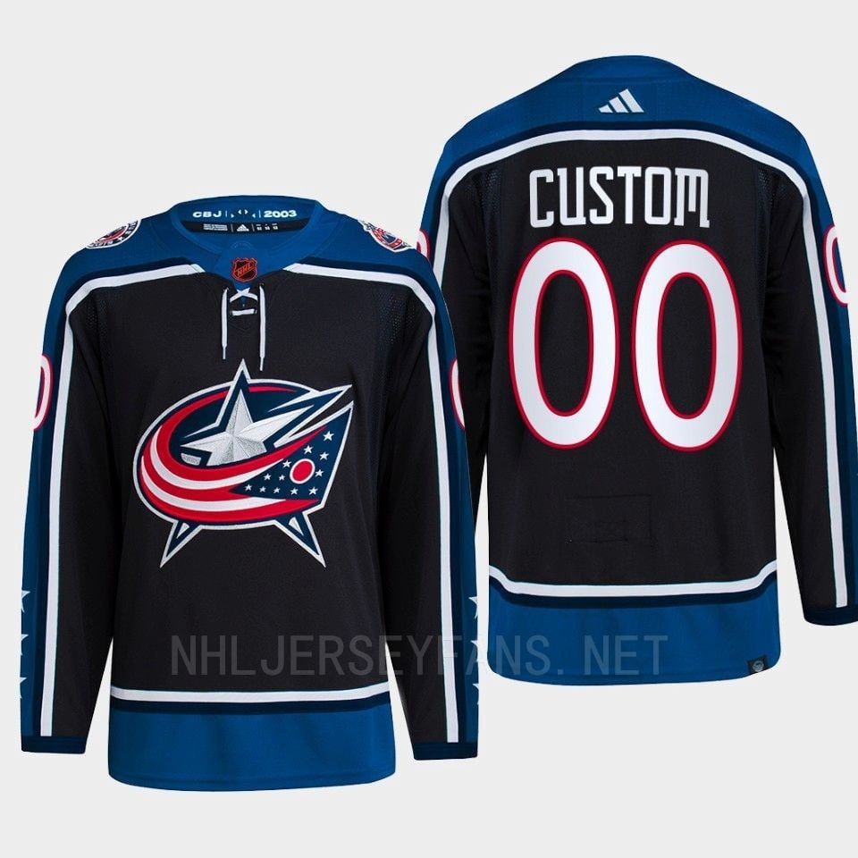 Custom 00 Reverse Retro 2.0 2022 Columbus Blue Jackets Navy Jersey Primegreen