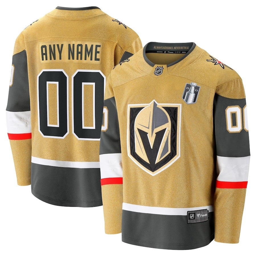 Custom 00 Vegas Golden Knights 2023 Stanley Cup Final Home Breakaway Jersey - Gold