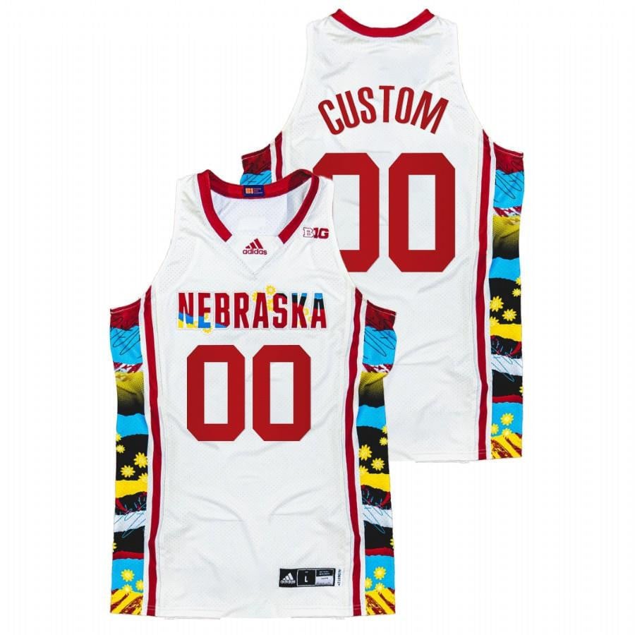 Custom 00 White Nebraska Cornhuskers Women's 2022 Sunflower Bhm Honoring Black Excellence Jersey