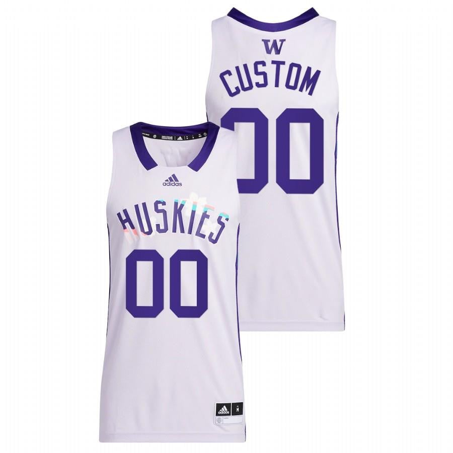Custom 00 White Washington Huskies 2022 Basketball Honoring Black Excellence Jersey