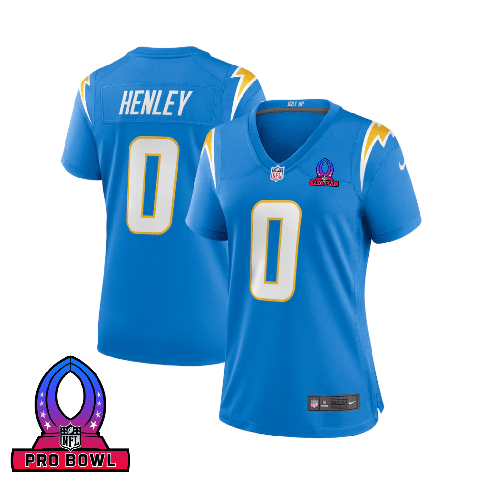 Daiyan Henley 0 Los Angeles Chargers 2025 Pro Bowl Patch Women Game Jersey - Powder Blue Js1681